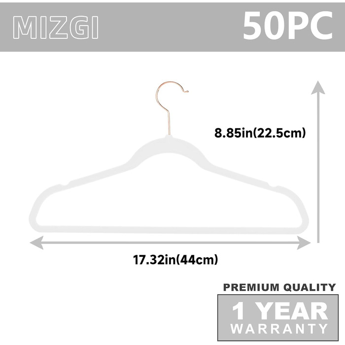 Плечики для одягу MIZGI Premium Heavy Duty, 50 шт. - білі