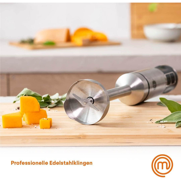 Стаціонарний блендер MasterChef Stabmixer 3-в-1 з нержавіючої сталі: блендер, міксер, вспениватель молока. 400W, 2 швидкості, миється в посудомийній машині