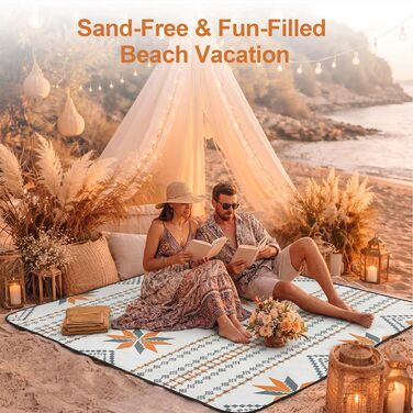 Плед для пікніка 200x200 см водонепроникний, пральний, антипісочний - килимок для пляжу, кемпінгу, 4-6 осіб, з ручкою для перенесення