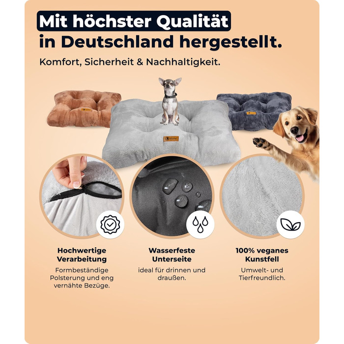 Подушка для собак Belune® Deluxe - великий розмір, великі породи, миється, темно-сірий (130x80x15 см)