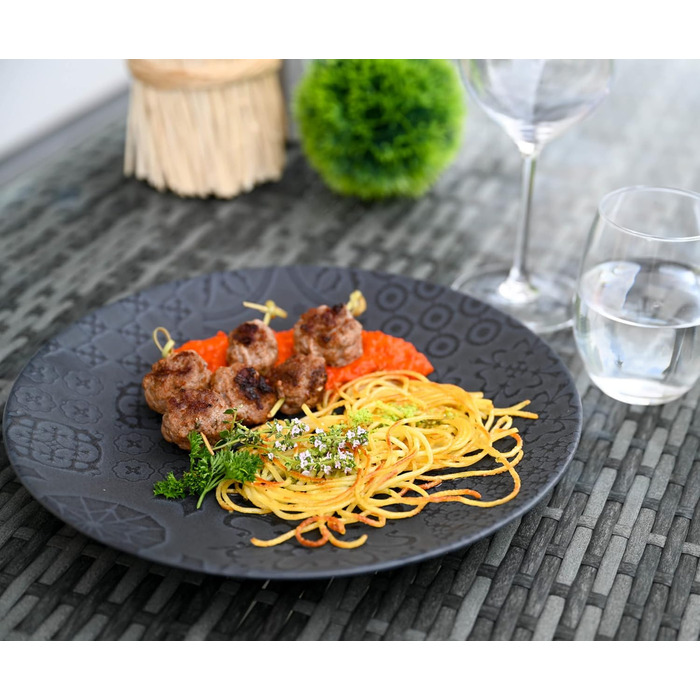 Набір керамічного посуду MÄSER Serie Tiles Vintage на 4 особи, чорний, 12 предметів (керамічні тарілки)