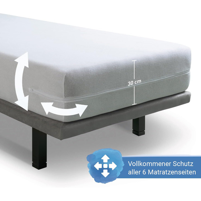 Velfont Mattress Cover (2-Pack) 90x200cm Cotton Terrycloth with Zipper Oeko-TEX Certified