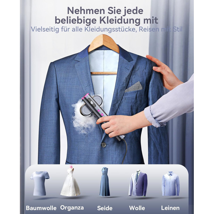 Портативний відпарювач для одягу 2-в-1 з регулюванням напруги 100-240V. Зелений (сірий). 1000W. Для подорожей