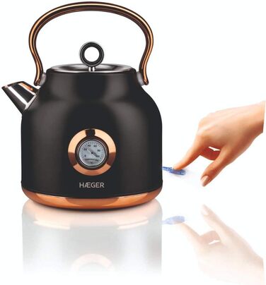 Електричний чайник Haeger EK-22B.024A Art Deco Black 1.7 л, 2200 Вт, бездротовий, поворотний на 360°