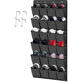 Органайзер для взуття навісний Homyfort 24 кишені, 156x56 см (Чорний Льон) - полиця для зберігання взуття