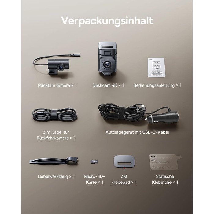 Автомобільний відеореєстратор Baseus VD1 Pro 4K/1080P з передньою та задньою камерами