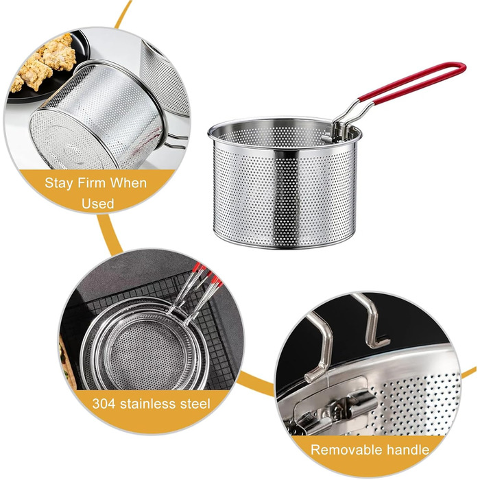 Корзина для фритюру з нержавіючої сталі, корзина для пасти, сито для приготування їжі (18 см)