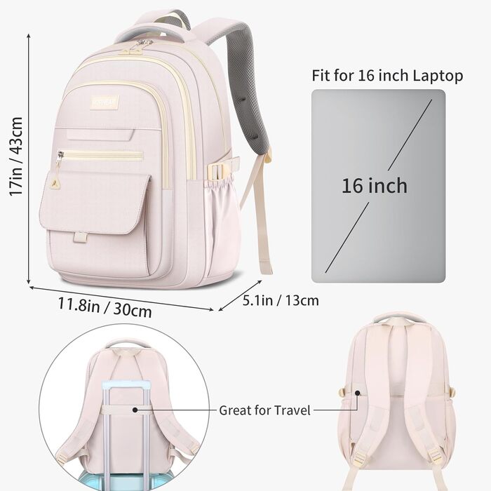 Жіночий шкільний рюкзак, стильний рюкзак для дівчат, мила сумочка для книг, акуратний рюкзак кольору бежевого