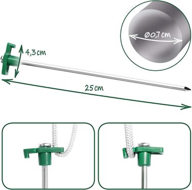 com-four® 48x Tent Stakes from Steel 250mm x Ø 7mm - Long and robust ground stakes with plastic holder - Rock bottom stake for camping and outdoor - ideal for normal and hard ground