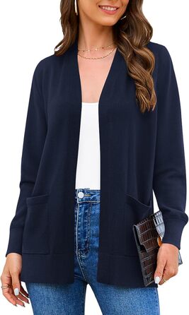 Жіночий кардиган-світер з довгим рукавом, м'який в'язаний жилет з кишенями (S-3X)