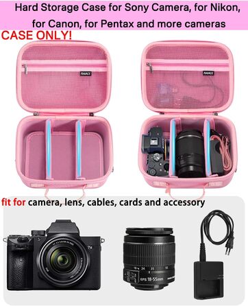 Чохол для камери Sony Alpha 7 II/III/IV/7R V (RAIACE, рожевий) з відділенням для зарядного пристрою та аксесуарів