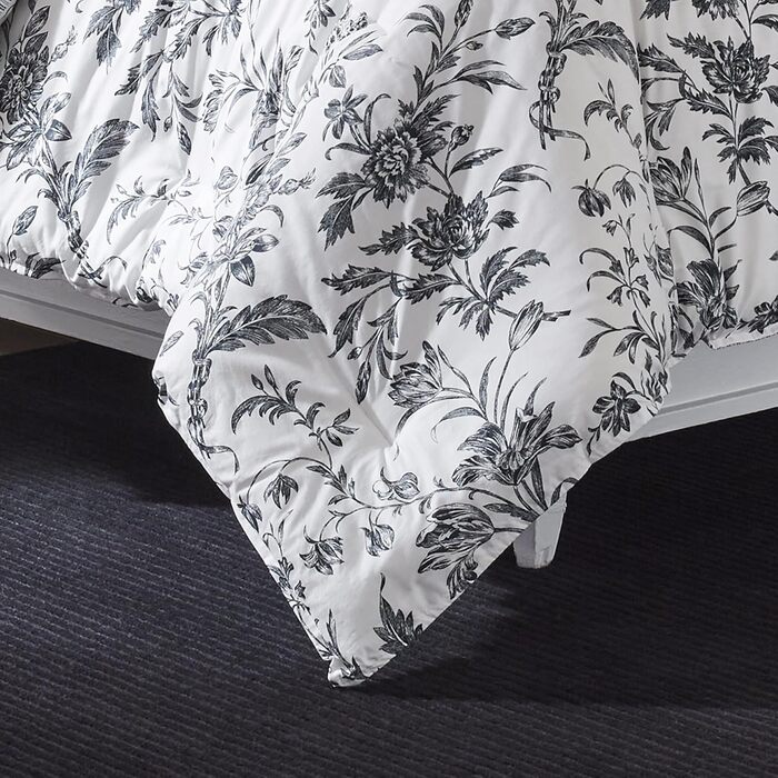 Комплект постільної білизни Laura Ashley Kingsize: двостороння бавовняна постіль з наволочками (Queen, Amberley Black/White)