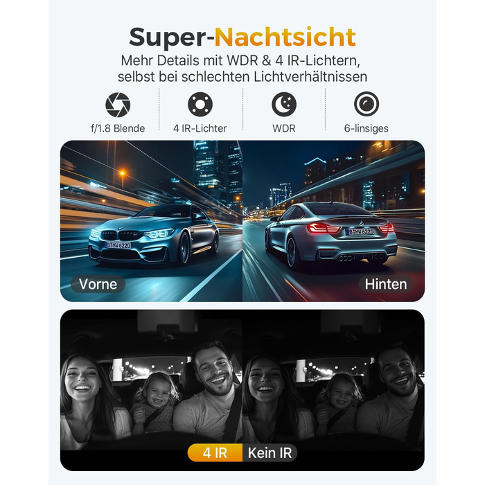 Відеореєстратор GKU 3-камерний, 4K+1080P+1080P, GPS, WiFi, IPS-дисплей 3