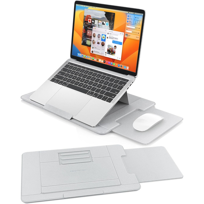 Зручний лапдеск для ноутбука AboveTEK – ергономічний підставка з антиковзким покриттям, захистом від нагріву, вбудованим ковриком для миші, портативна для ліжка, дивана, подорожей (сірий)