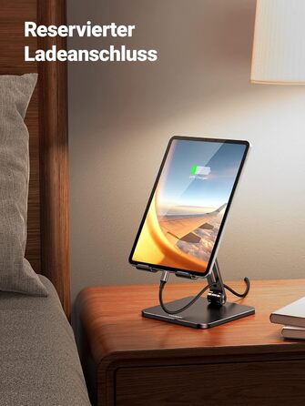 Алюмінієва підставка для планшета UGREEN, регульований тримач для iPad Pro Air Mini, Samsung Galaxy Tab, Redmi Pad, Huawei MatePad та iPhone, до 12.9 дюймів (Чорний)