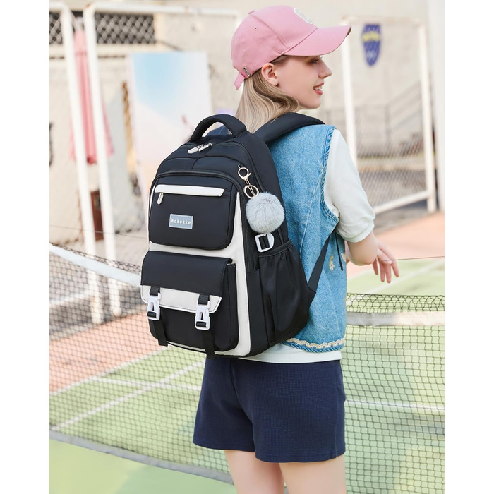 Шкільний рюкзак Makukke для дівчаток та підлітків: набір, водонепроникний, 30L, чорний