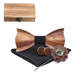 Набір краваток Mr.Van Holzfliege: краватка, запонки, брош, кишеньковий хустинка (чорний)