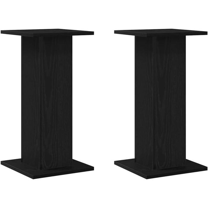 Підставка для колонок vidaXL, 2 шт., висока, для Hi-Fi, домашнього кіно, саундбар, покращене звучання, ДСП, чорна ельха, 30x30x60 см