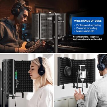 Акустичний ізоляційний екран для мікрофона AOKEO AO-504, поп-фільтр та звукопоглинаючий щит (регульований)