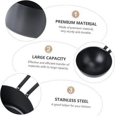 Cabilock 3-Piece Stainless Steel Measuring Cups Measuring Spoons Milk Scoop Measuring Spoons Baking Kitchen Helpers Set Cooking Utensil Set Scoop Stainless Steel Rice Scoop Stainless Steel Black 9 Pieces * 3