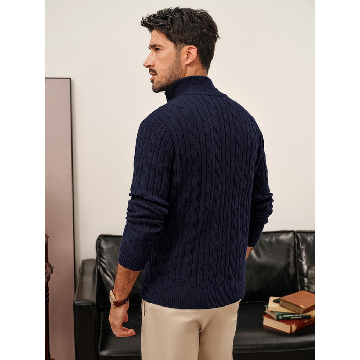 Кардиган чоловічий PJ PAUL JONES з блискавкою та стоячим коміром, в'язаний з дрібним візерунком, колір морської хвилі