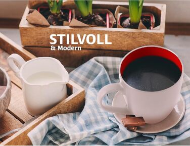 Набір кавових чашок/кавових стаканів Miamio Le Papillon (6 шт, 350 мл) - Біло-червоний