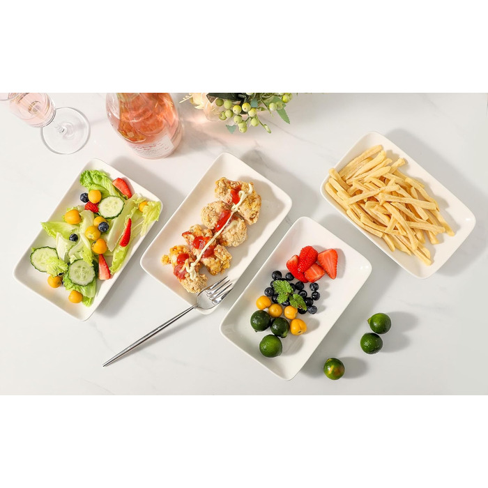 Набір сервіровочних тарілок UIBFCWN, 8 шт., 25,4 x 15,2 см, білий керамічний прямокутник для десертів, суші, салатів