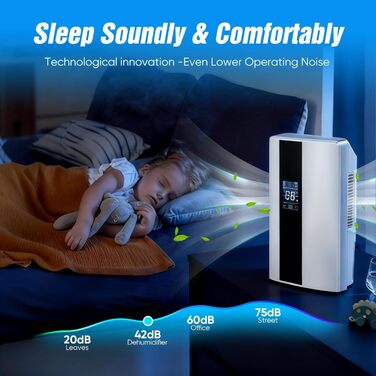 Електричний осушувач повітря 2-в-1 з очищувачем, тихий для дому, LED-дисплей, інтелектуальне керування вологістю, таймер 24 год, пульт ДУ