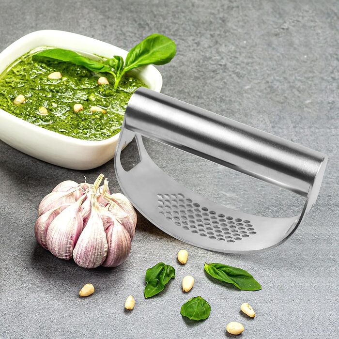 Пресс для часнику з нержавіючої сталі, подвійний функціонал, подрібнювач часнику, безпечний для миття в посудомийній машині