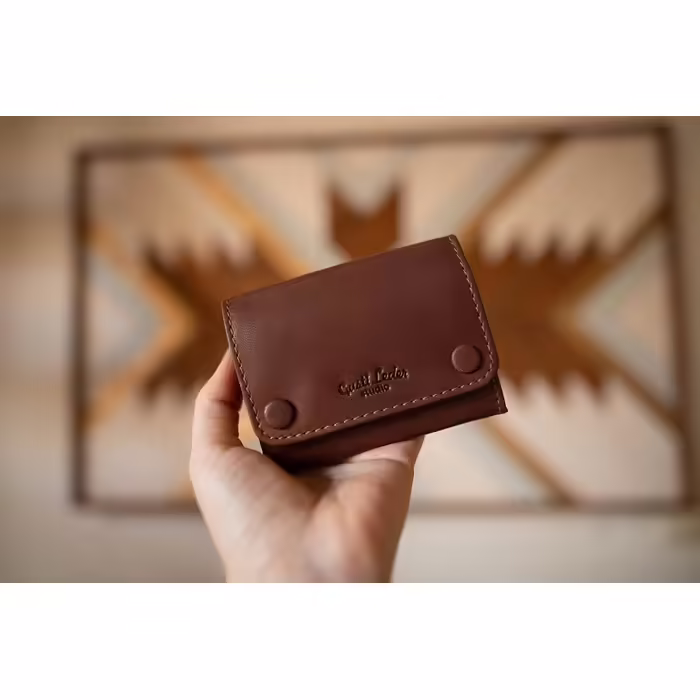 Gusti Tabaktasche Leather - Lutz Spinning Wheel Tobacco Pouch Fine Cut Pouch Brown Leather