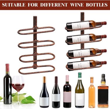 Настінна вітрина для вина з металу на 8 пляшок, металевий вітринний стеллаж для вина