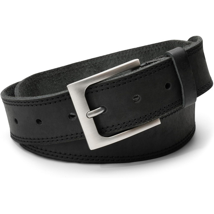 Чоловічий шкіряний ремінь Hide & Drink, дворядний, ручної роботи, антрацит/чорний, 36