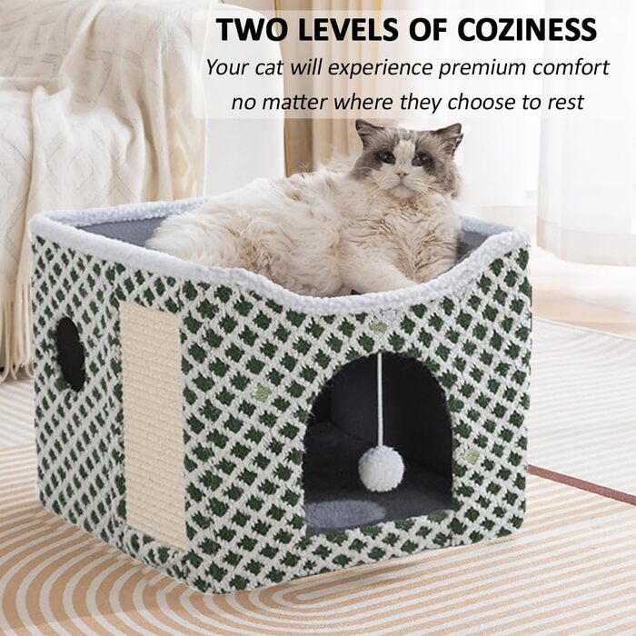 Кігтеточка-будиночок для котів ERNAN Katzenhöhle, зелена, S