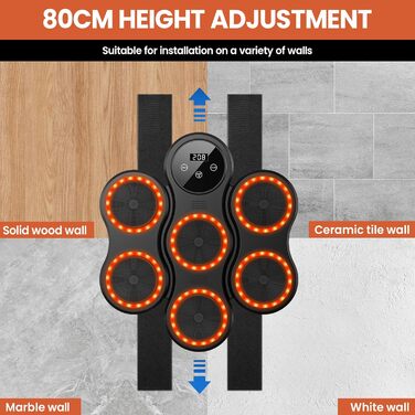 Музична боксівська машина IERAKOR з LED-підсвічуванням, Bluetooth, 9 режимів швидкості, для дорослих та дітей, чорна