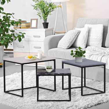 HOMCOM Coffee Table Modern Side Table Coffee Table with Metal Legs and MDF in 3 Colors for Living Room & Decoration
