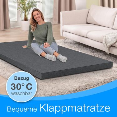 Складний матрац ELONEO maxVitalis 140x200 см з чохлом, 8 см, ортопедичний, для гостей, подорожей, складаний гостьовий матрац, знімний і праний чохол