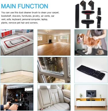 Набір насадок для пилососа BUZIFU 7 шт. 32-35 мм: універсальні насадки для меблів, матраців та щілин. Сумісні з Kärcher, Miele, Siemens, AEG, Bosch, Panasonic, Philips.