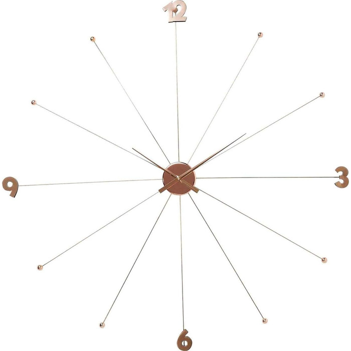 Kare Design Wall Clock Like Umbrella, 100cm Diameter, Clock, Modern, Minimalist, Aluminum Frame, Round, Battery not included (Rosegold)