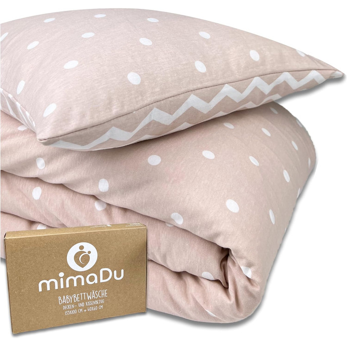 Набір постільної білизни для малюків з органічної бавовни GOTS (Oeko-Tex100), 100 x 135 см - комплект постільної білизни для дитячого ліжечка з наволочкою та ковдрою для хлопчиків та дівчаток (Пудрово-рожевий, 100x135 см + 40x60 см)