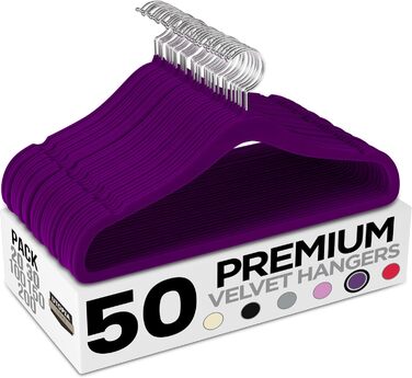 Плечики для одягу Utopia Home з оксамиту - антиковзаючі, міцні (20 шт.) - фіолетові