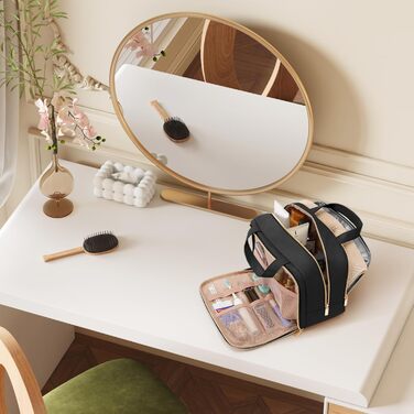 Жіноча дорожня косметичка Lifewit 10L, водовідштовхувана, з відділенням для мокрого, органайзер для макіяжу та аксесуарів, чорна