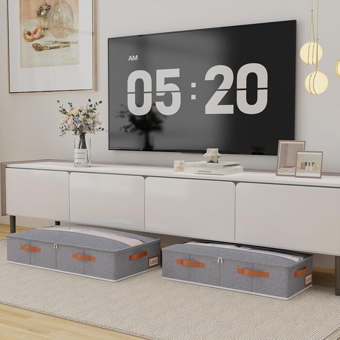 Підліжкові комоди Yawinhe (2 шт.) з прозорим кришкою, сірі, 80x40x15 см - органайзери для зберігання під ліжком