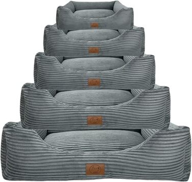 Ортопедичне ліжко для собак Elropet з м'якого корду, корзина для собак, XS/S/M/L/XL/XXL (Оливковий, Сірий)