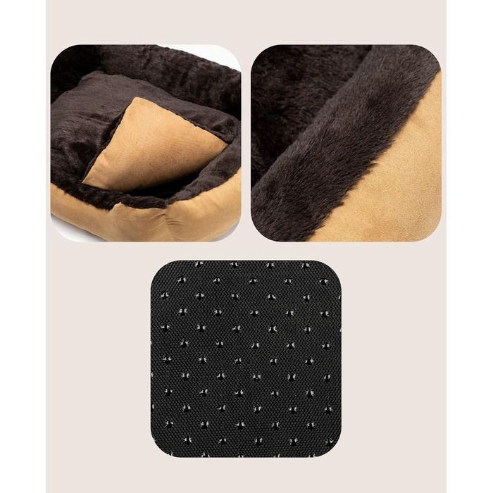 Килимок для собак Lionto з двостороннім подушкою та неслизьким дном, міцний лежак для домашніх тварин з глибоким входом, підходить для собак та котів будь-якого віку, 60x48 см, м'який лежак для собак, (Д 50 x Ш 37 x В 17 см (з іменним нанесенням), бежевий