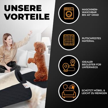 Водонепроникний килимок для собак SympaTierisch - захист дивану та ліжка - великий розмір (130 x 100 см) - чорний колір - легко перуться