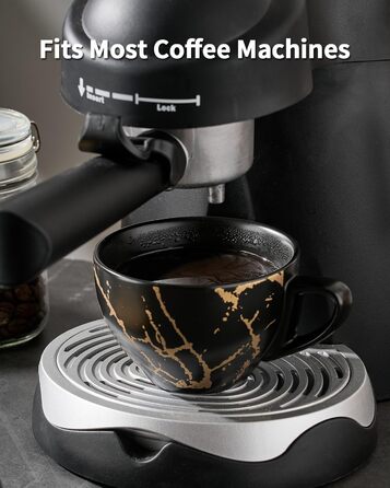 Набір керамічних чашок капучино HOME DECOR 4 шт., 220 мл, з металевим підставкою. Підходять для капучино, лате, американо та чаю. Чорний та білий дизайн