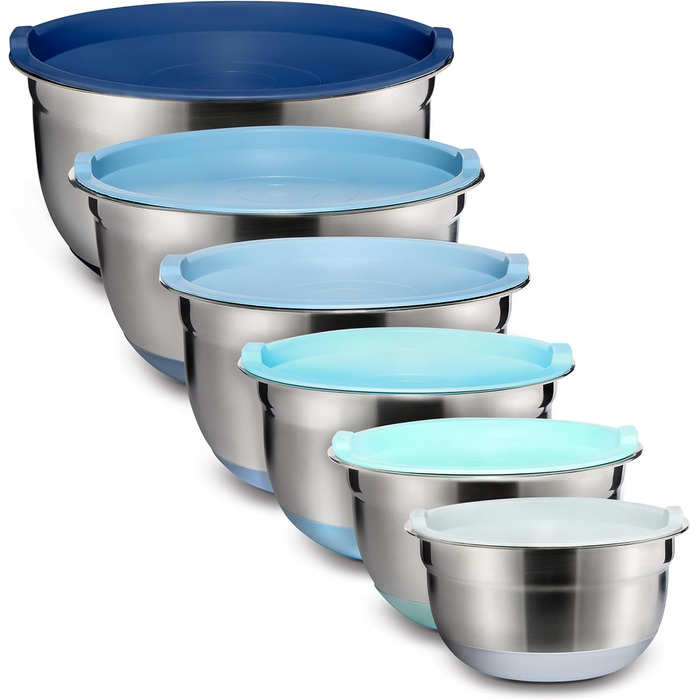 Набір місок для змішування Cook With Color з нержавіючої сталі та мірних склянок, 11-piece (Синій)