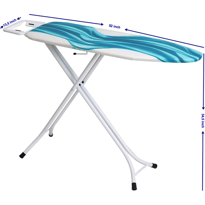 Прасувальна дошка Mabel Home регульована, розкішна, на 4 ніжках, з додатковим чохлом, синьо-білий візерунок