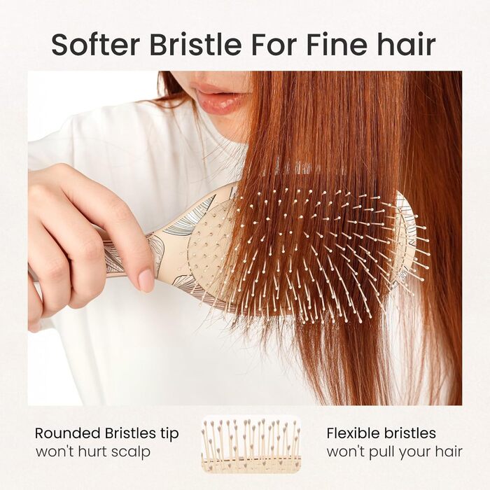 Щітка для волосся AIMIKE без заплутування, розпушувач з м'якими щетинками, безболісна розпушувальна щітка для складних вузлів, особливо делікатна до тонкого волосся, ідеальна для догляду за шкірою голови та масажу LuxeSilk, подушечка-щітка (щітка з подуше