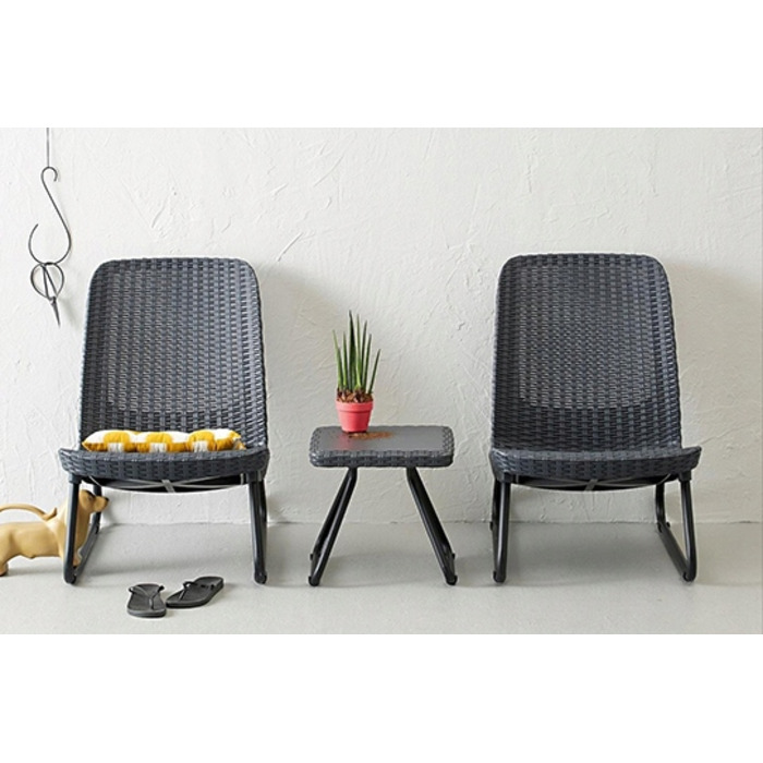 Комплект садових меблів Keter Rio Patio Set для 2 осіб: крісла та столик, антрацит